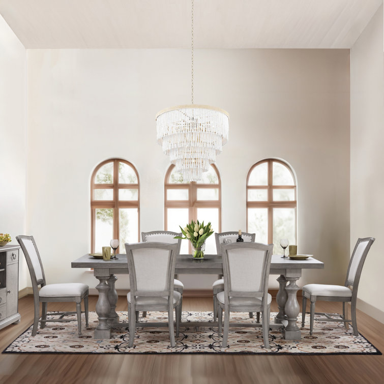 One Allium Way 7 Piece Solid Wood Trestle Dining Set Wayfair Canada